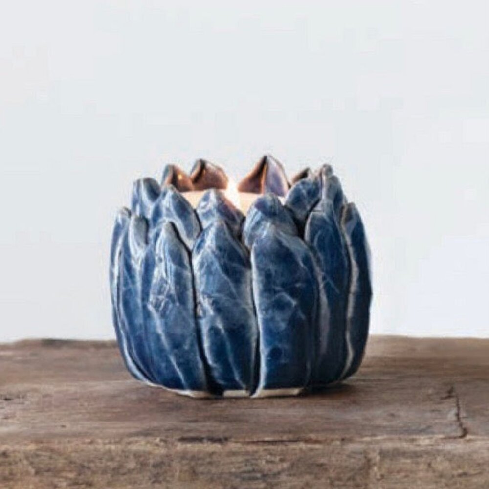 Blue Flower Tea-light Holder